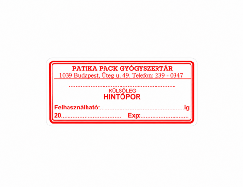 Patika azonosító + szignatúra, piros, 23x55mm - 1000x