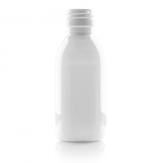 PET flakon, fedett fehér AL - 150 ml, Ø28-as száj, 50x