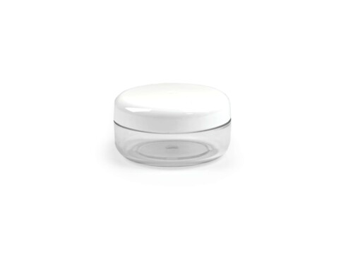 Dekoratív kozm. tégely, víztiszta/fehér - 30 ml, 50x