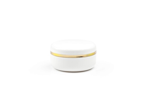 Dekoratív kozm. tégely, fehér/arany - 30 ml, 50x