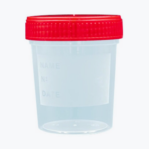 Vizeletes pohár piros tetővel - 120 ml, 1x steril