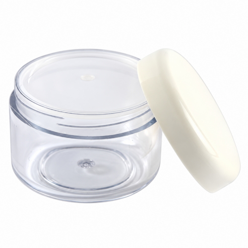 Dekoratív kozm. tégely, víztiszta/fehér - 50 ml, 50x