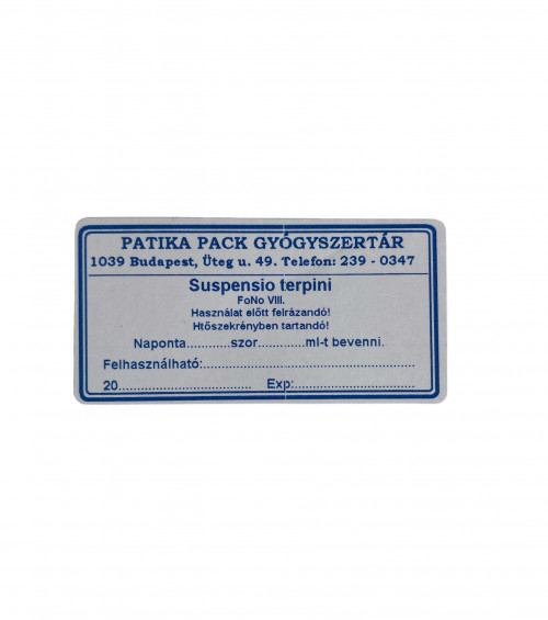 Patika azonosító + szignatúra, kék –  30x60 mm