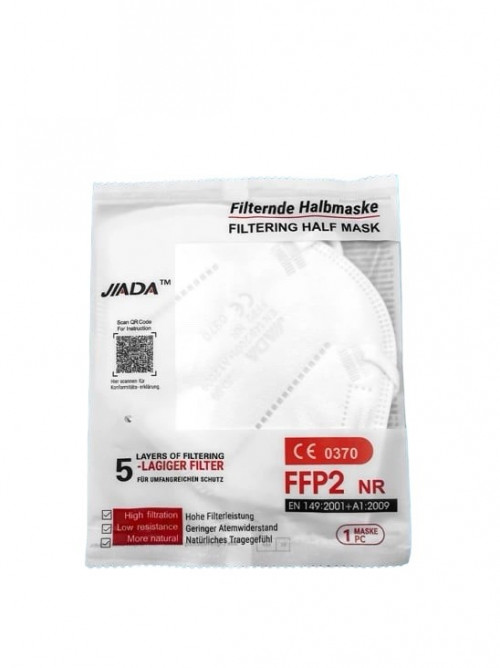 FFP2 védőmaszk, szelep nélküli, fehér - 20x