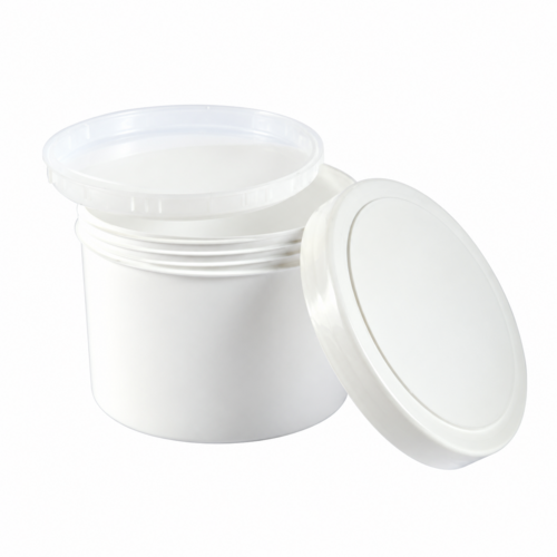 Műanyag tégely csavaros tetővel+zárólapka - 610 ml, 10x