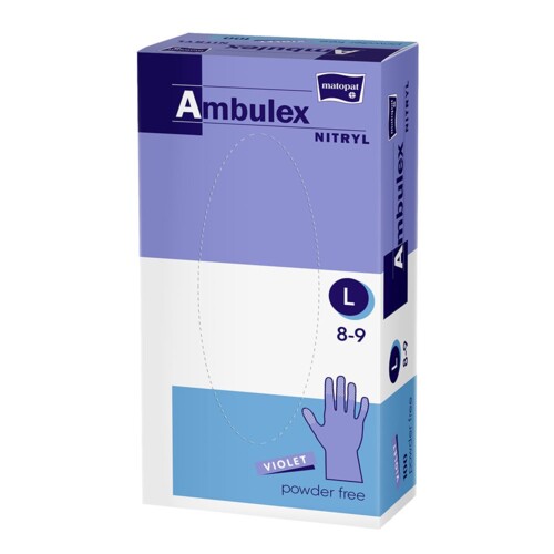 Gumikesztyű, kék, púdermentes, nitril - L, 100x