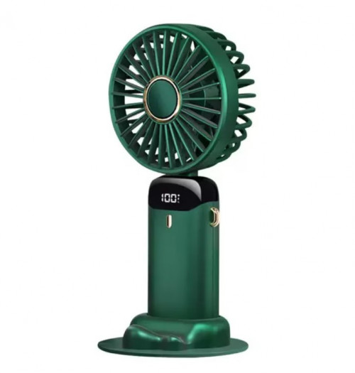 Hordozható ventilátor, mini, összecsukható, digitális kijelzős, zöld