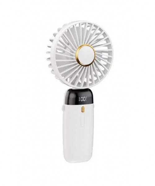 Hordozható ventilátor, mini, összecsukható, digitális kijelzős, fehér