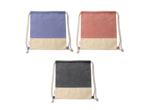 Újrahasznosított pamutból készült húzózsinóros táska, heather, 38x42 cm - 1x