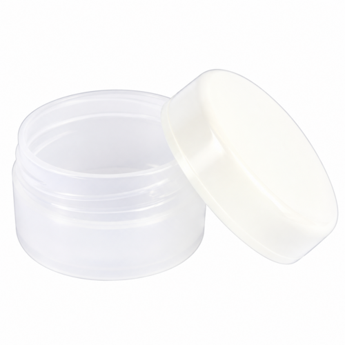 Dekoratív kozm. tégely, natúr/fehér tető - 5 ml, 50x