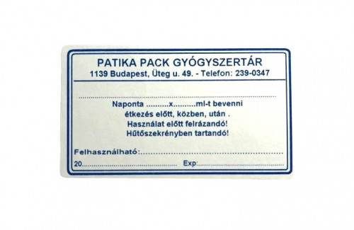 Patika azonosító + szignatúra, kék –  40x70 mm