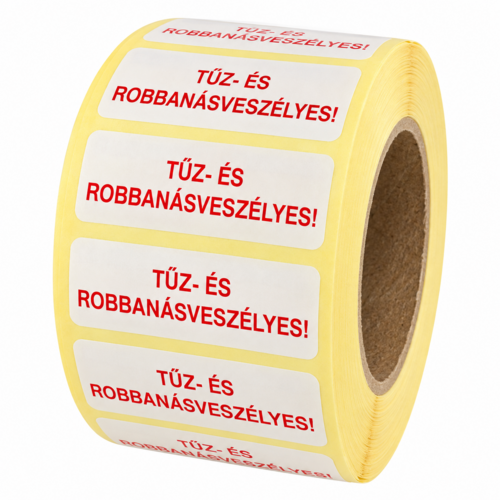 Tűz- és robbanásveszélyes! – piros, 10x45 mm, 1000x