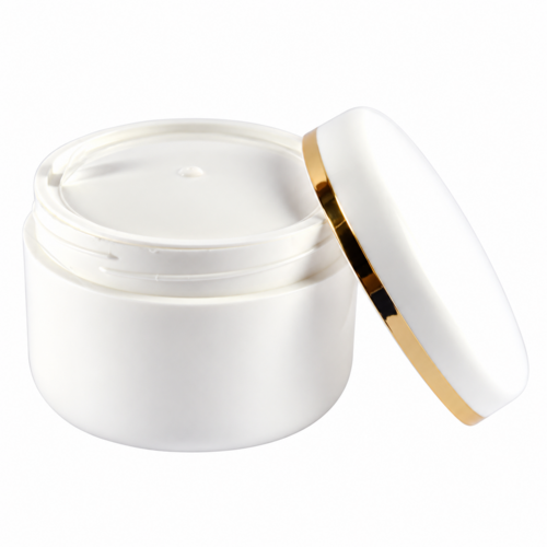 Dekoratív kozm. tégely, fehér/arany - 50 ml, 50x