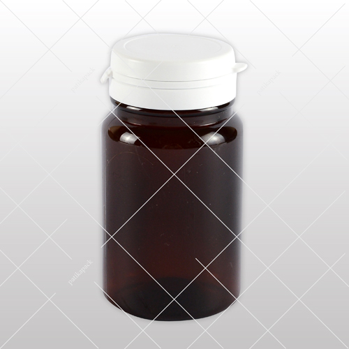 Gyógyszeres flakon GZ, pattintható fedelű, barna - 125 ml, 50x
