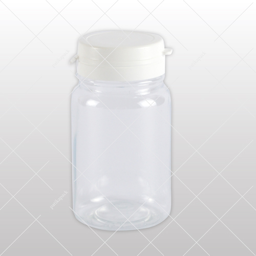 Gyógyszeres flakon GZ, pattintható fedelű, víztiszta/ fehér - 125 ml, 50x