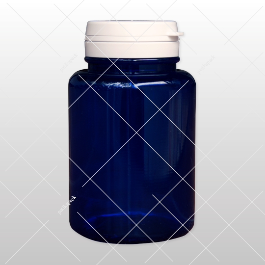 Gyógyszeres flakon GZ, pattintható fedelű, kék  - 200 ml, 50x