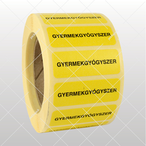 Gyermekgyógyszer – fekete/sárga, 13x35 mm, 1000x