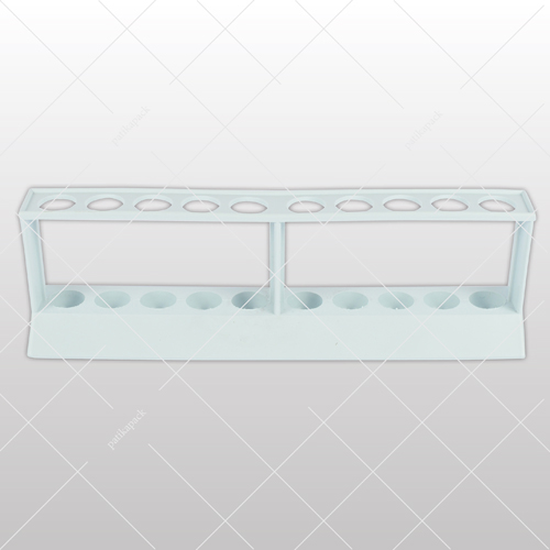 Műanyag kémcsőtartó, Ø20mmx10 luk-60x73x250mm, 1x