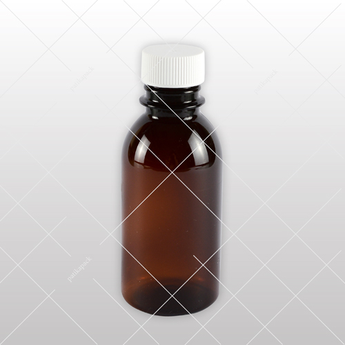 PET flakon, barna + fehér kupak P - 150 ml, Ø28-as száj, 100x