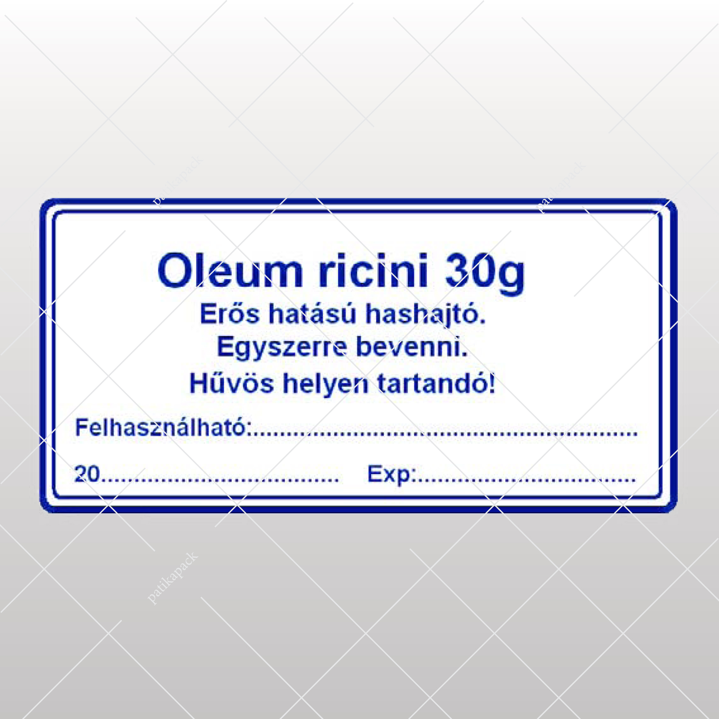 Oleum ricini 30 g - 23x55 mm, 1000x