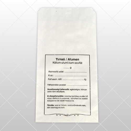 Patikapack - Fehér nyomott tasak, Timsó/Alumen - 8x14 cm, 100x