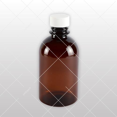 PET flakon, barna + fehér kupak A - 125 ml, Ø28-as száj, 150x
