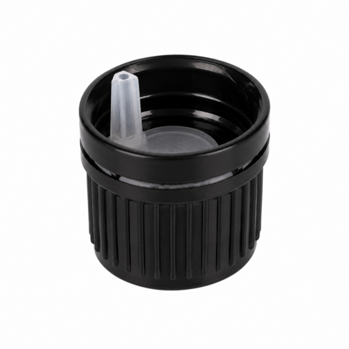 Műanyag kupak GZ - Ø18mm, fekete, Ø 0.7mm cseppentő betéttel, 100x