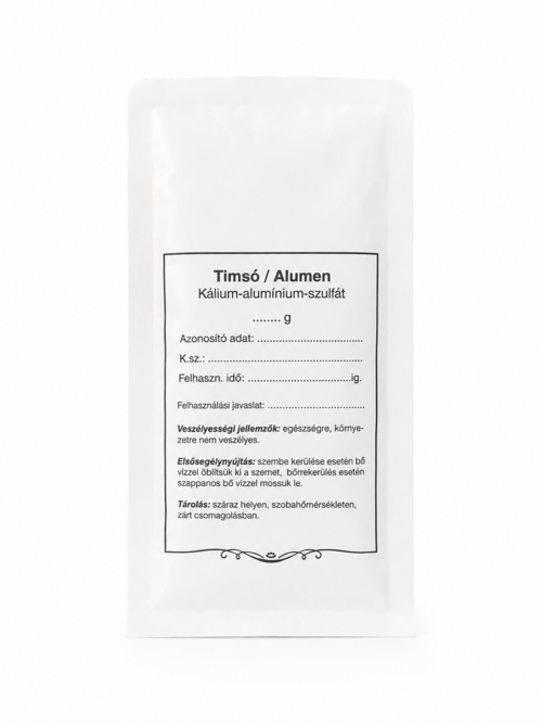 Timsó/Alumenm Kálium-alumínium-szulfát - Fehér nyomott tasak - 8x14 cm, 50x