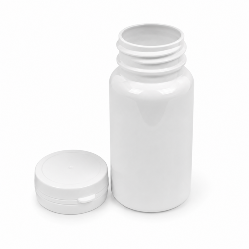 Gyógyszeres flakon GZ, pattintható fedelű, fényes fehér - 125 ml, 50x