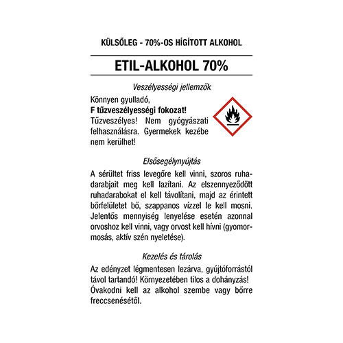 Biztonságtechnikai címke Alkoholhoz – 45x65 mm, 100x