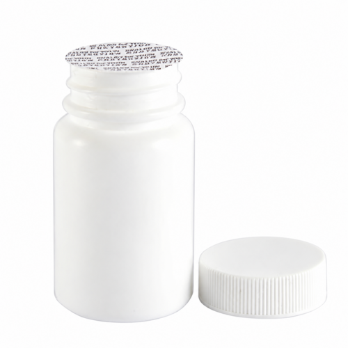 Gyógyszeres flakon, zárókoronggal, fedett fehér - 60 ml, 50x