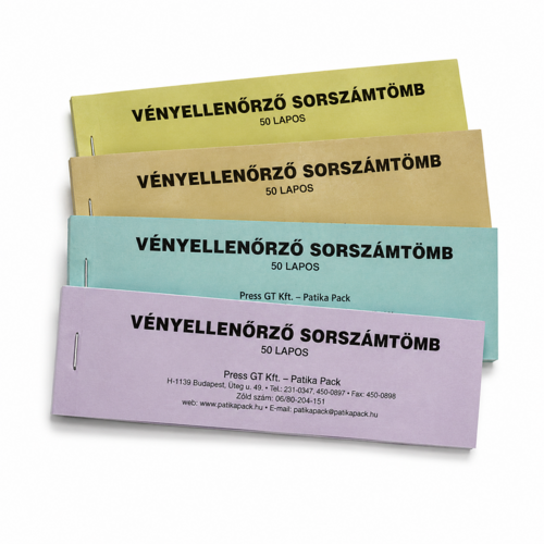 Vényellenőrző sorszámtömb, 100 lapos -1x