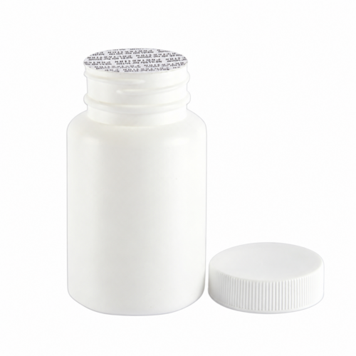 Gyógyszeres flakon, zárókoronggal, fedett fehér - 125 ml, 50x