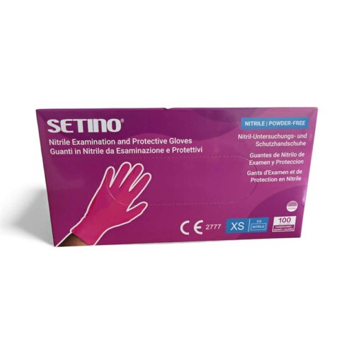 Nitril 3.5 g pink gumikesztyű Setino - XS méret 100x