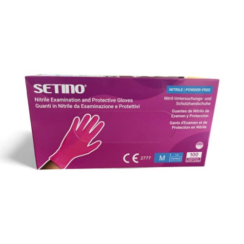 Nitril 3.5 g pink gumikesztyű Setino - M méret 100x