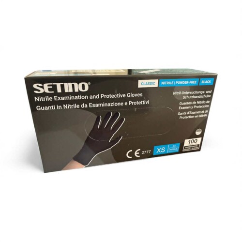 Nitril 3.5 g fekete gumikesztyű Setino - XS méret 100x