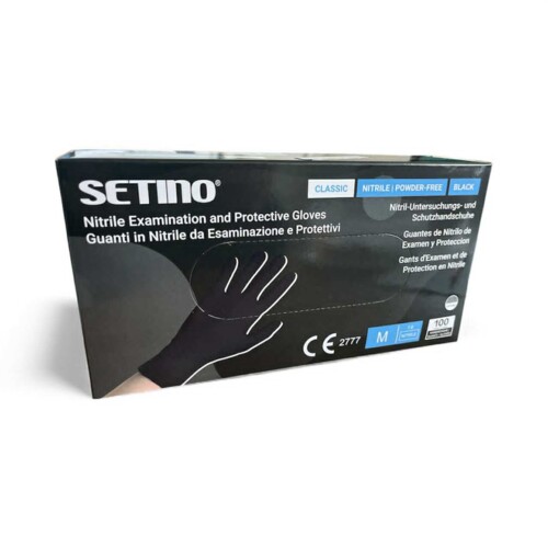 Nitril 3.5 g fekete gumikesztyű Setino - M méret 100x