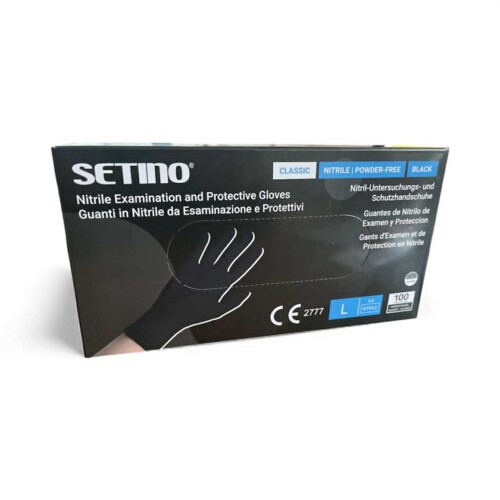 Nitril 3.5 g fekete gumikesztyű Setino - L méret 100x