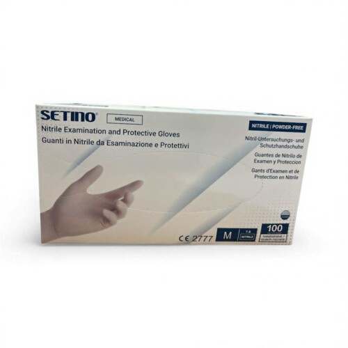 Nitril 3.5 g fehér gumikesztyű Setino - M méret 100x