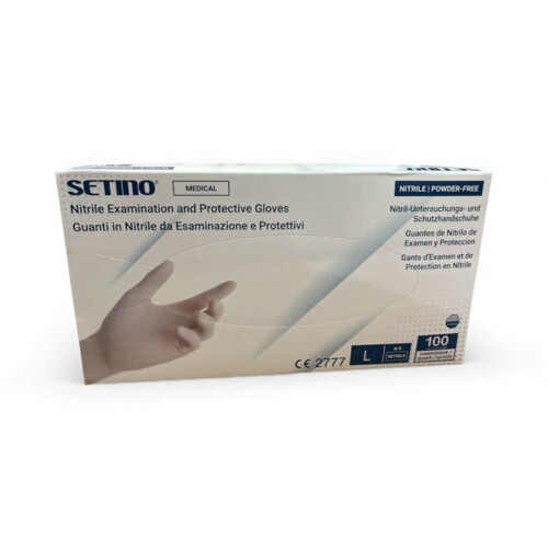 Nitril 3.5 g fehér gumikesztyű Setino - L méret 100x