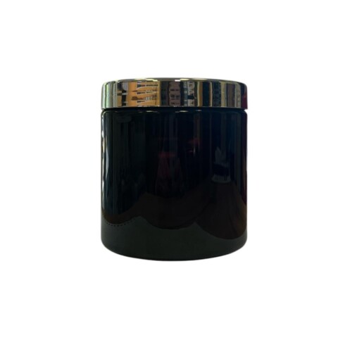 Műanyag tégely csavaros  ezüst tetővel, 750 ml-s hengeres PET tégely, fekete - 40x