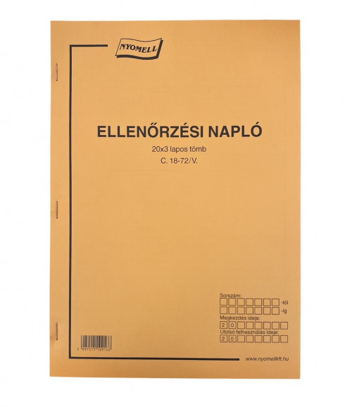 Ellenőrzési napló – 25x3 lapos