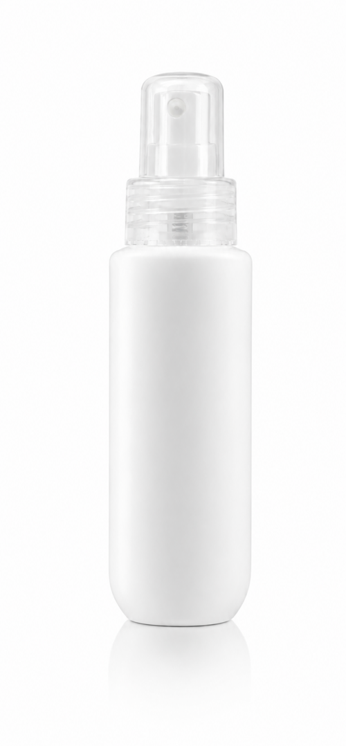 Kozmetikai flakon, fehér+víztiszta szórófej Ø24/410 - 125 ml, 20x