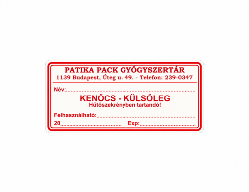 Patika azonosító + szignatúra, piros, 30x60 mm - 1000x