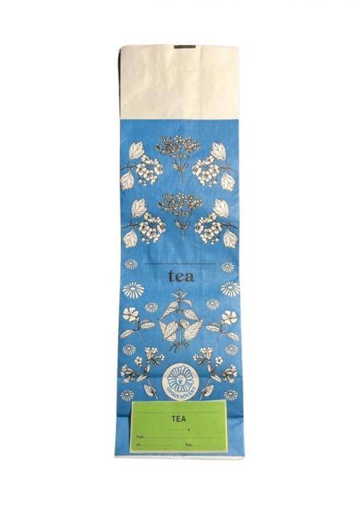Kék nyomott tasak, TEA - 8.5x28x5 cm, 50x