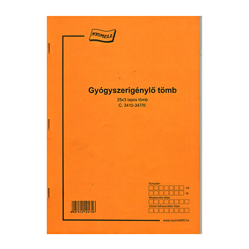 Gyógyszerigénylő tömb – 25x3 lapos