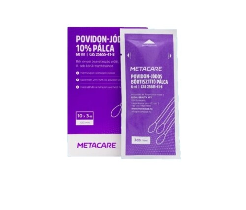 METACARE povidon-jód 10% tamponpálca - 10 x 3 db - 60 ml