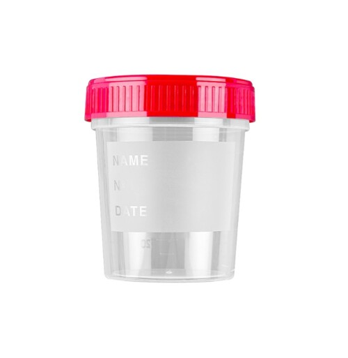 Vizeletes pohár piros tetővel - 120 ml, 1x steril