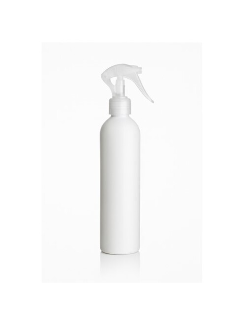 Műanyag fehér flakon, 24/410, 200 ml + mini karos víztiszta szórófej  - 20x