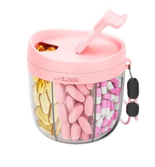 Vitamin - és gyógyszer tároló, rózsaszín - 1x